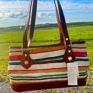 Brown Colorfully Stripped Nine&Co Bag NWT
